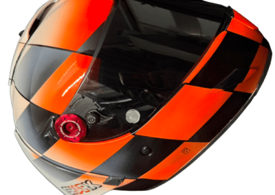Shark Race-R Pro trackday helmet custom paint finish, bold chequerboard by X-Paint