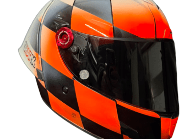 Shark Race-R Pro custom helmet paint, chequerboard graphic, X-Paint Sandown Coachworks