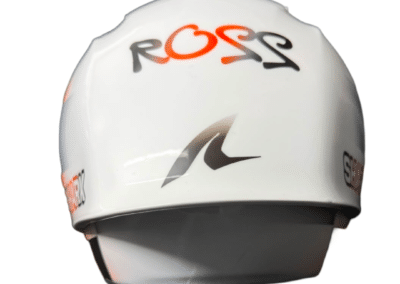 Bold chequerboard helmet design on Shark Race-R Pro, custom paint by X-Paint Camberley