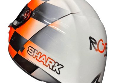 Shark Race-R Pro trackday helmet custom paint, clean graphic design by X-Paint