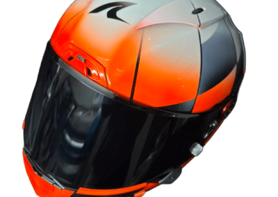 Custom painted Shark Race-R Pro in orange black and white by X-Paint, Camberley Surrey