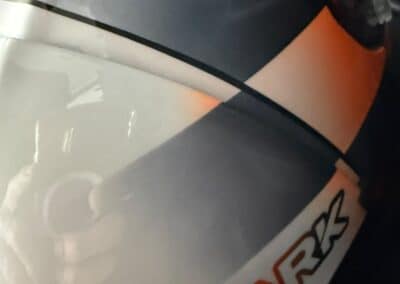 Shark Race-R Pro helmet with chequerboard design, custom paint by X-Paint Sandown Coachworks