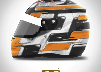 an example of a finished helmet design template that will be shown to an x-paint customer before their custom painted helmet is started